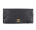 Fold Chevron Clutch, &pound;950, Handbags, Black, Leather, Front view